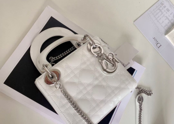 MINI LADY DIOR BAG -White calfskin